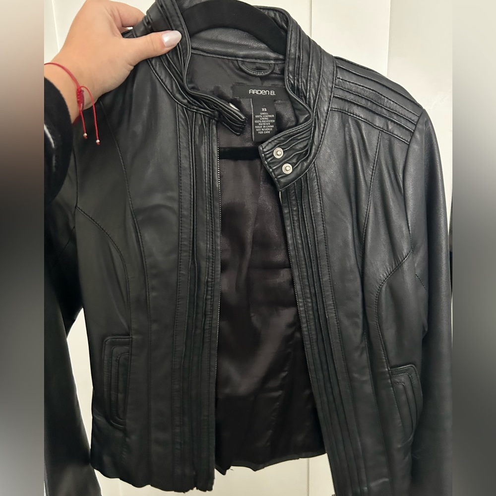Arden B black leather jacket XS